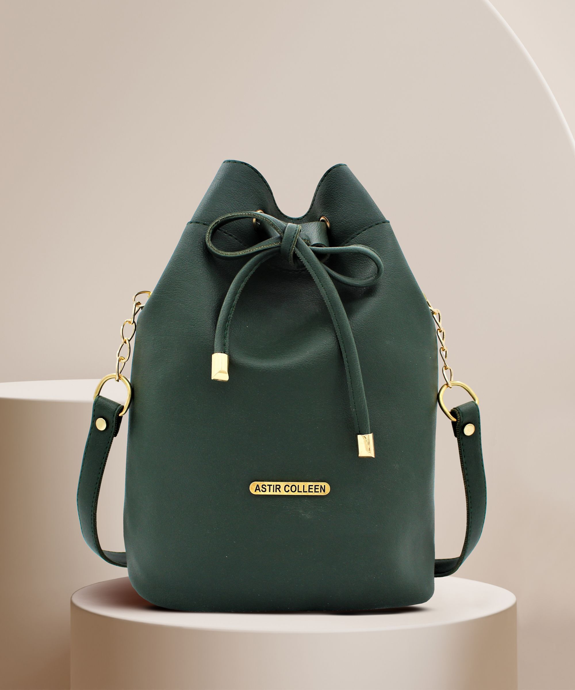 ASTIR COLLEEN Green Sling Bag Sling Bag (Drum) with adjustable Strap