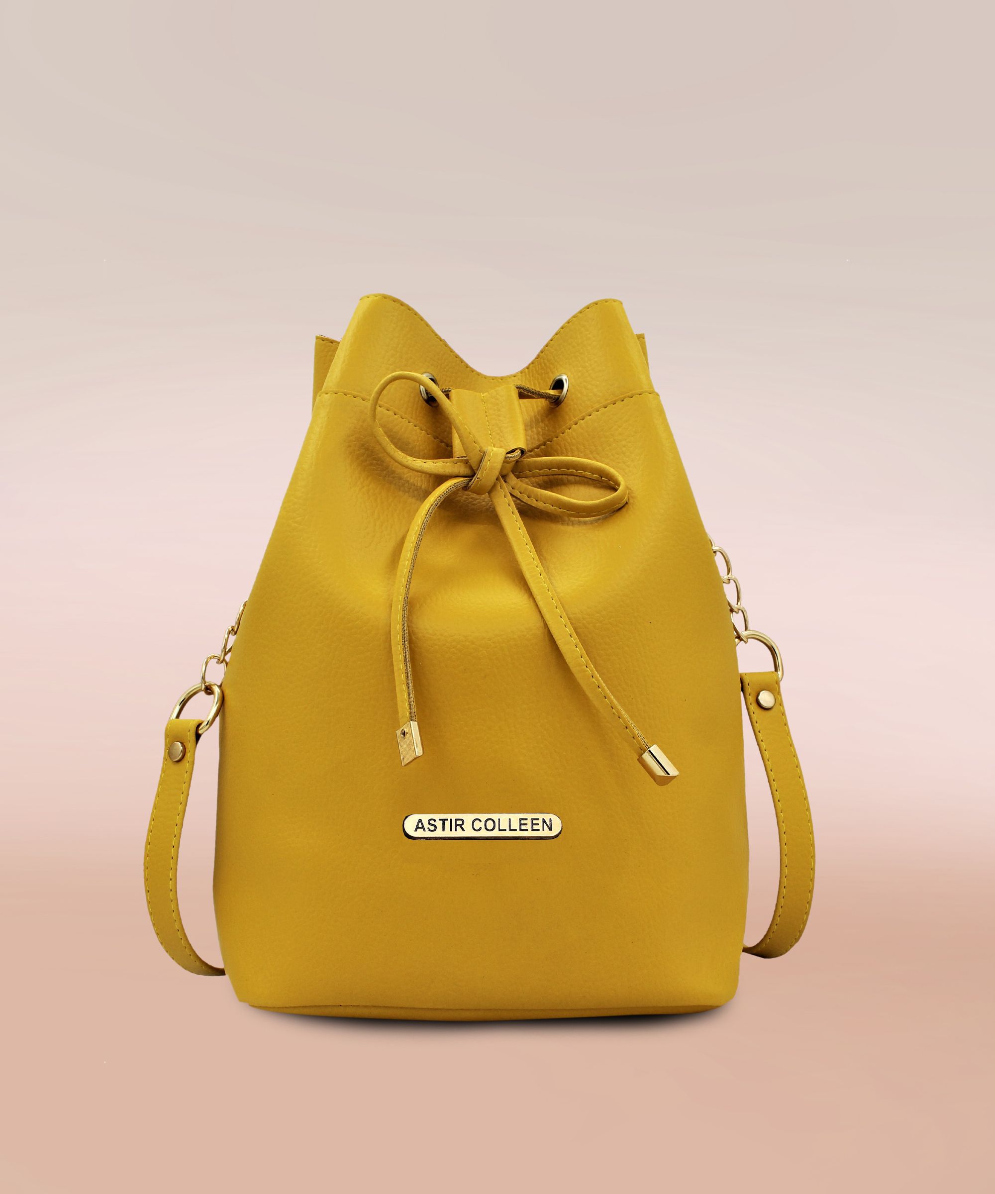 ASTIR COLLEEN Yellow Sling Bag Sling Bag (Drum) with Adjustable Strap