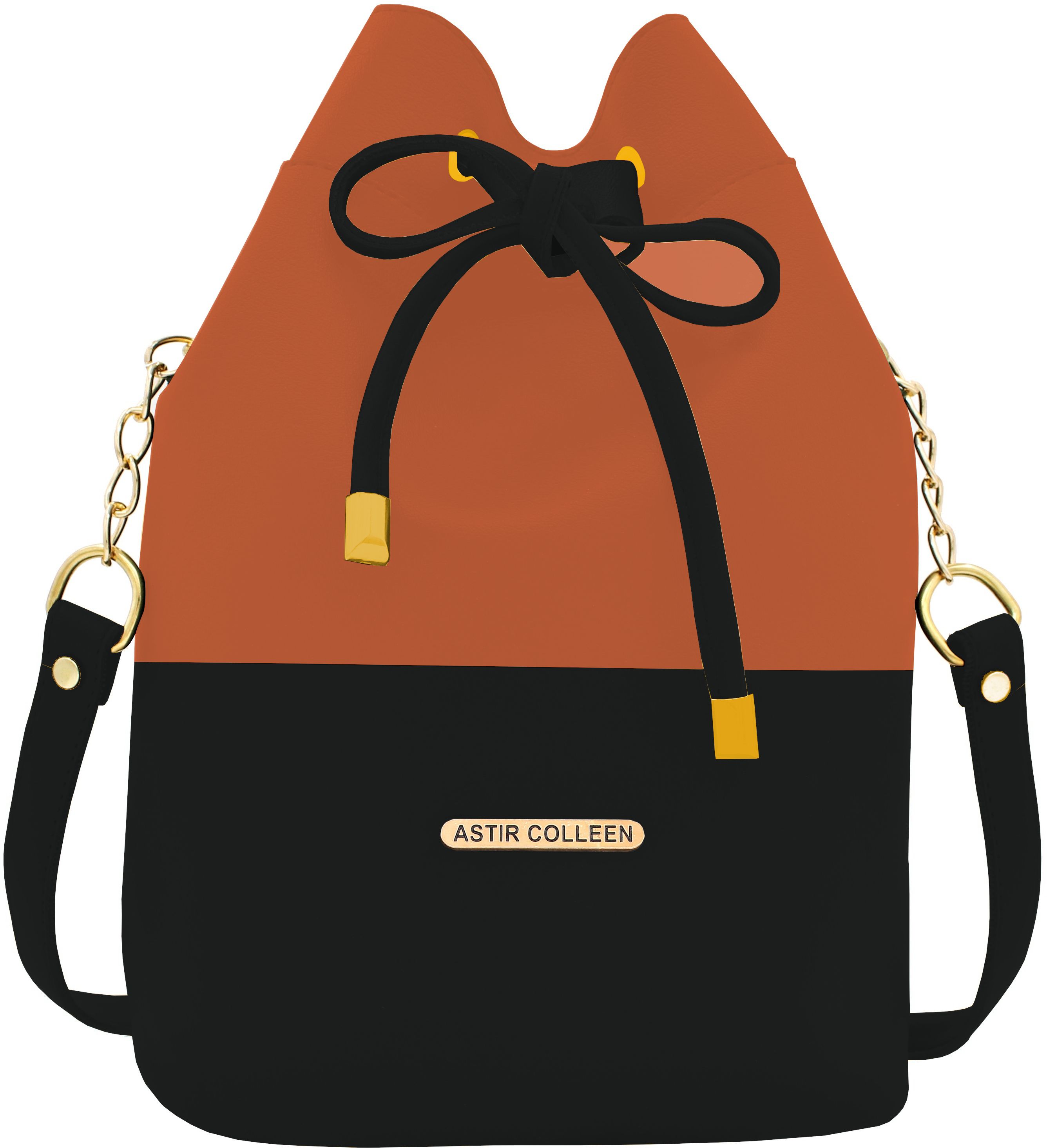 ASTIR COLLEEN Tan, Black Sling Bag Sling Bag (Drum) with adjustable Strap