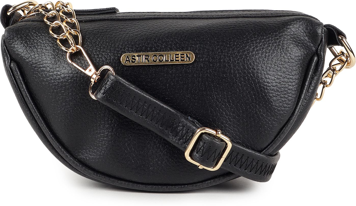 ASTIR COLLEEN Black Sling Bag Leather Women's & Girl's Sling Bag - Half Moon