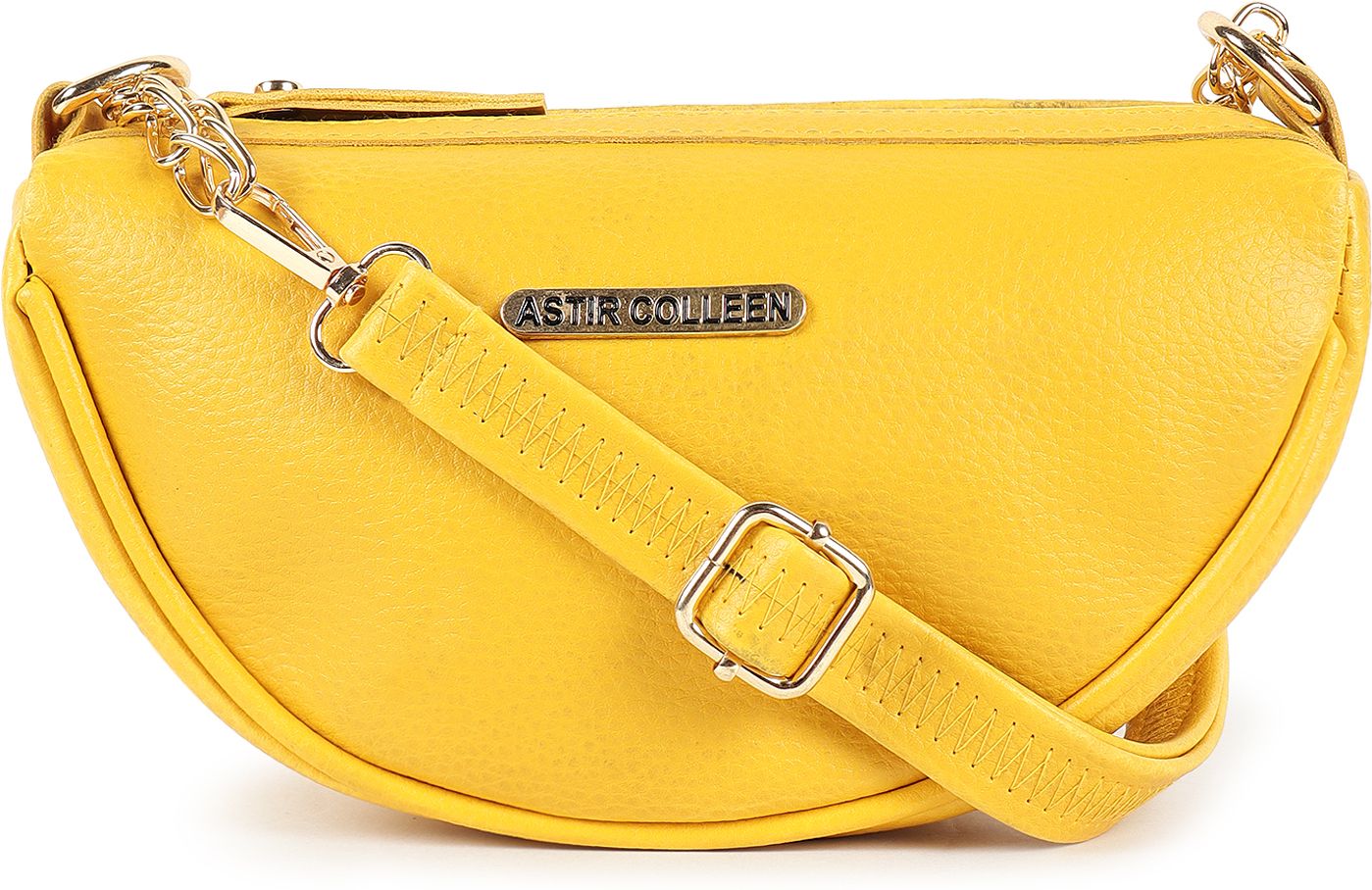 ASTIR COLLEEN Yellow Sling Bag Leather Women's & Girl's Sling Bag - Half Moon