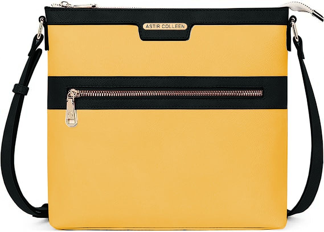 ASTIR COLLEEN Yellow, Black Sling Bag Black Sling Bag Leather Women's & Girl's Sling Bag - Onezip