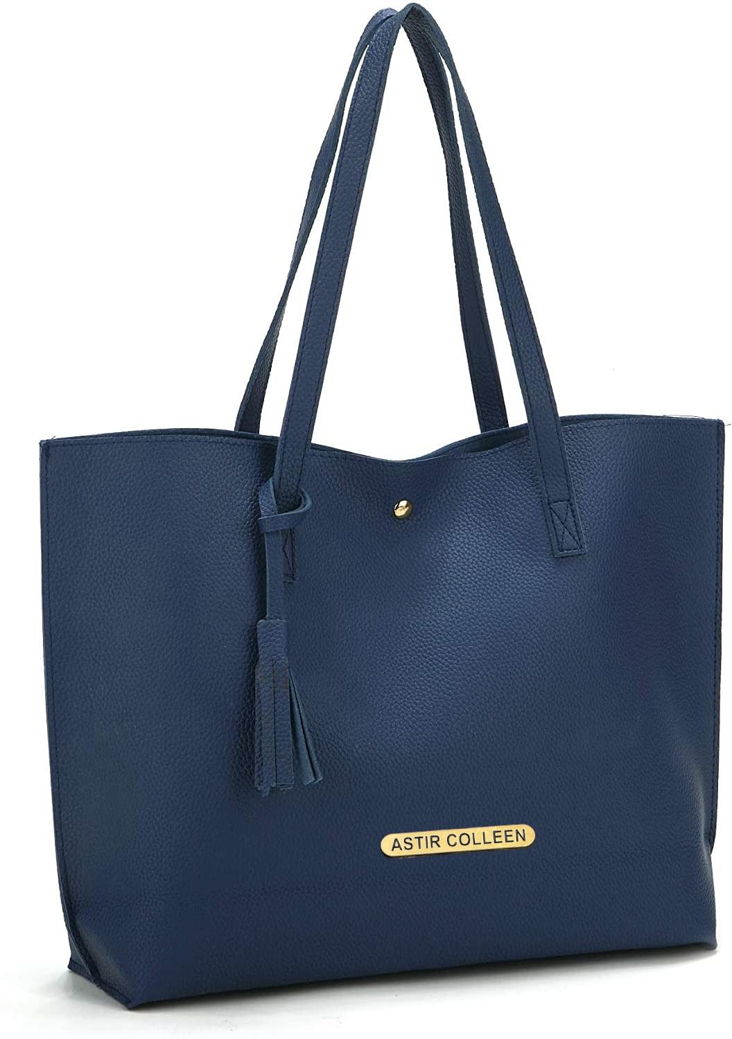 ASTIR COLLEEN Blue Tote Vegan Leather Women's Tote Bag